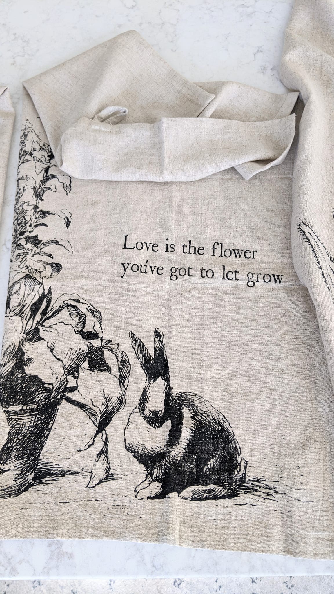 Linen Rabbit Hand Towel