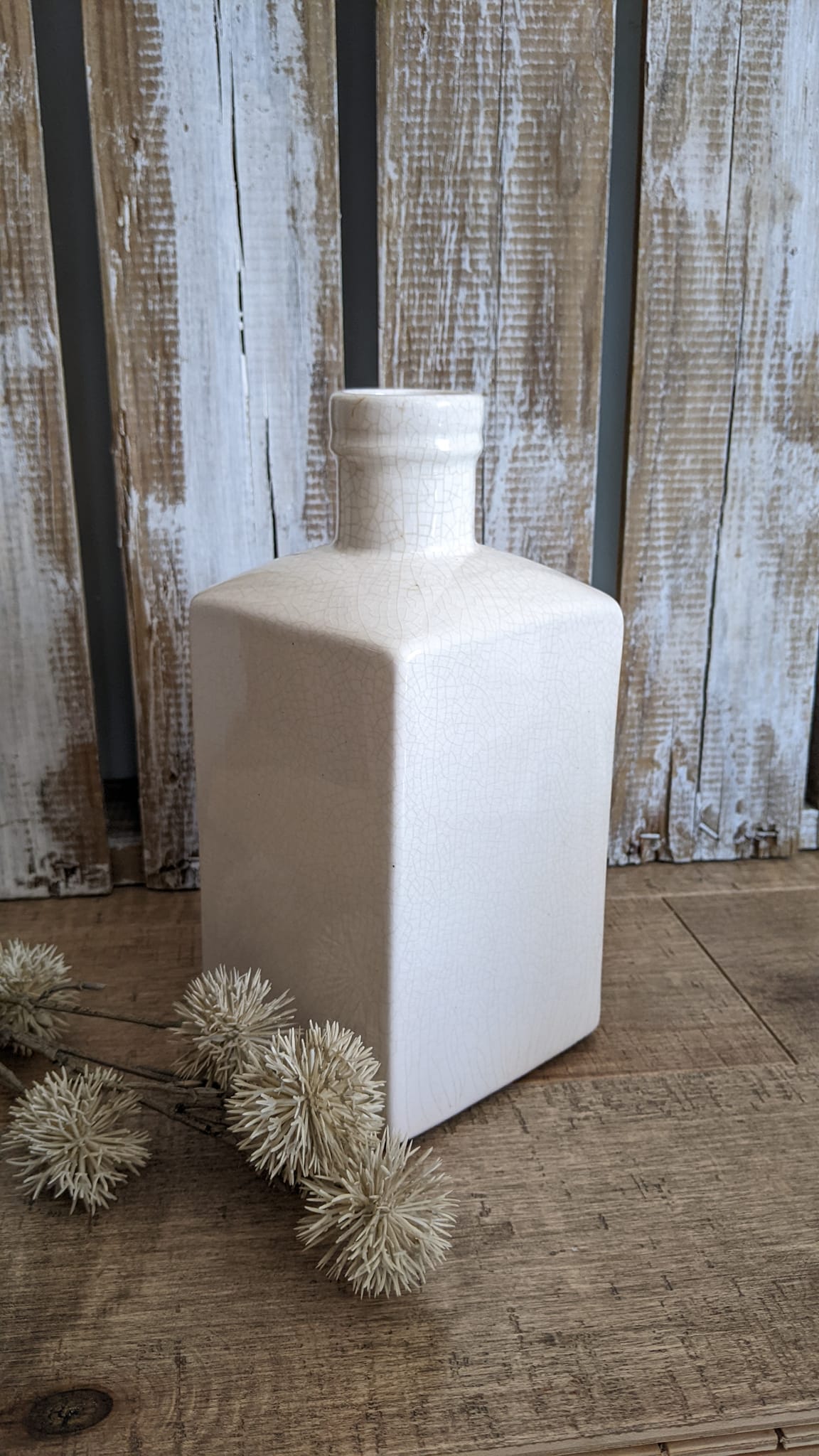 White Square Bottle Vase