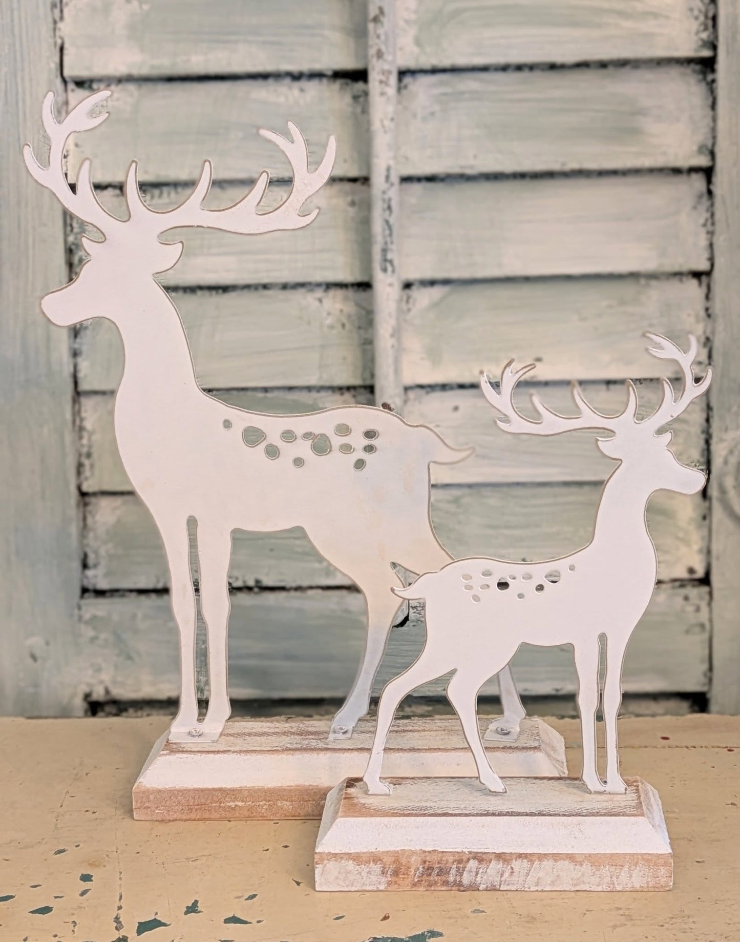 White Metal Deer Set/2