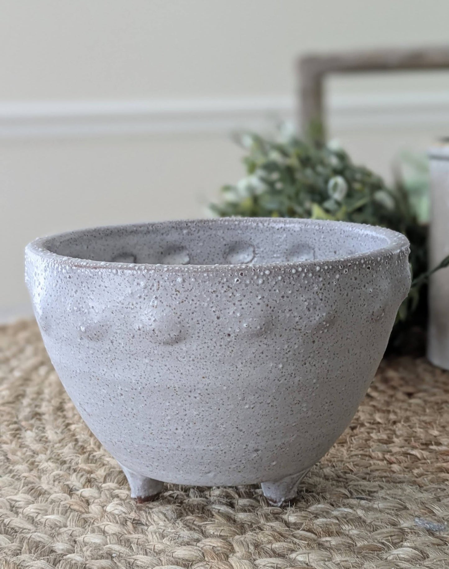 Gray Clay Footed Bowl