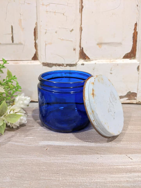 Cobalt Blue Glass Noxzema Jar