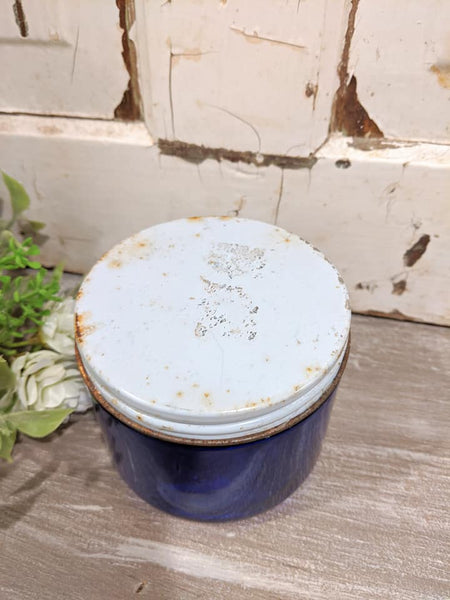 Cobalt Blue Glass Noxzema Jar