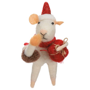 Christmas Mouse Ornament With Candle/Gift