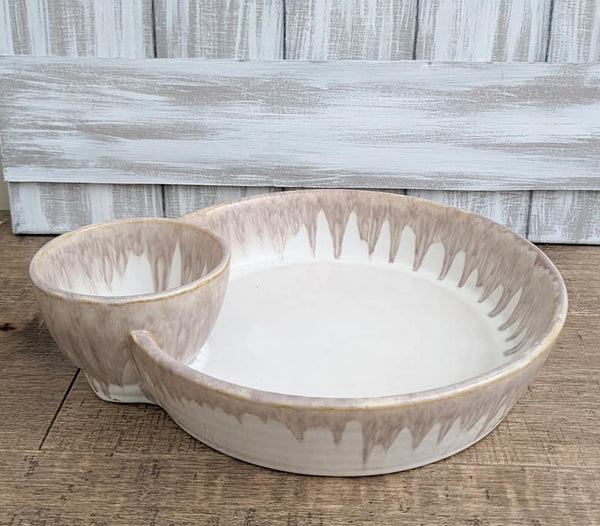 Stoneware Serving Dish with Dip Section