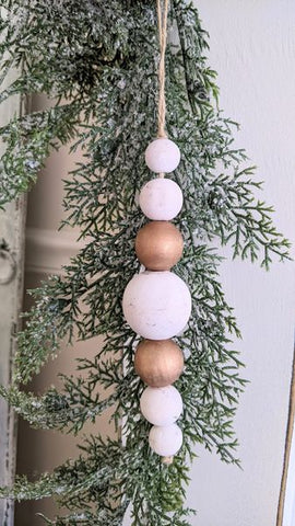 Gold and White Bead Ornament