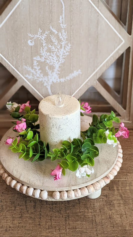 Pink & White Flower Candle Ring