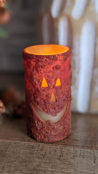 Jack-O'-Lantern Timer Pillar Candle, 4"