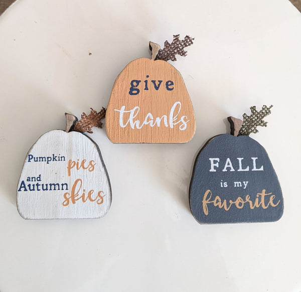 Fall Phrases Mini Pumpkin Signs/Set of 3