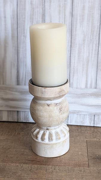 White Wash Bead Candle Sconce