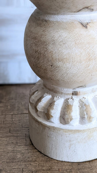 White Wash Bead Candle Sconce