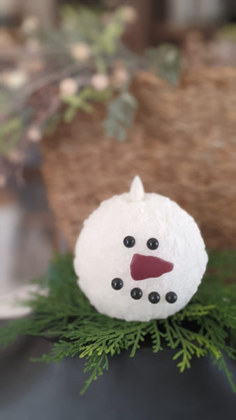 Round Snowman Moving Flame Candle