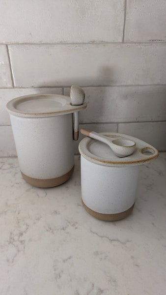 Stoneware Lidded Jar and Scoop Set