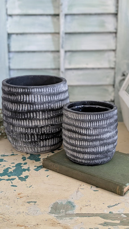 Black and Stripe Planter