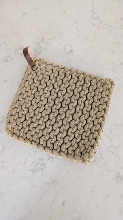Beige Chunky Knit Potholder