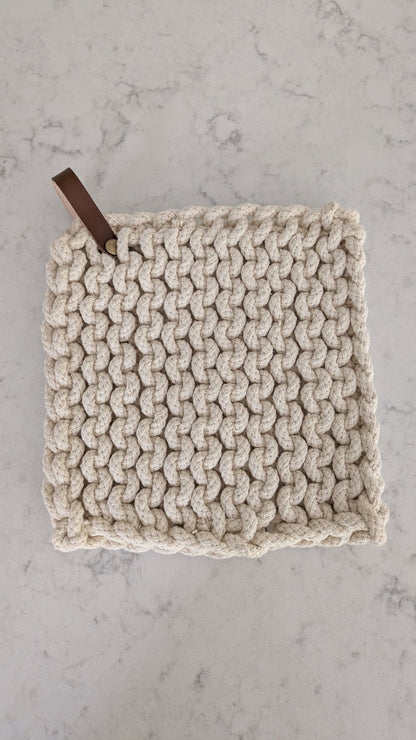 Ivory Chunky Knit Potholder