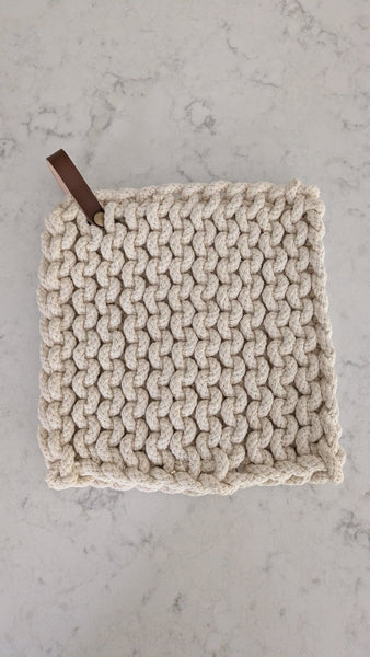 Ivory Chunky Knit Potholder