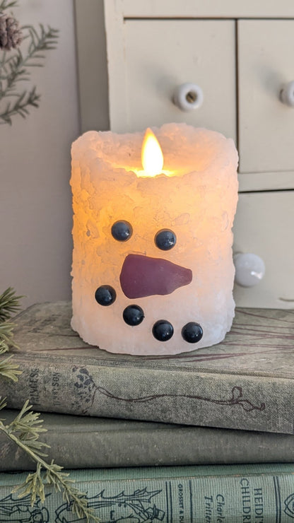 Snowman Moving Flame Candle
