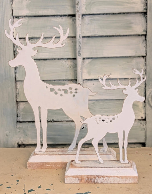 White Metal Deer Set/2