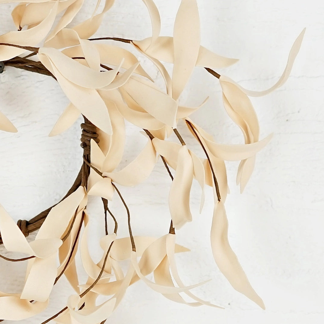 Ivory Herb Leaves Candle Ring