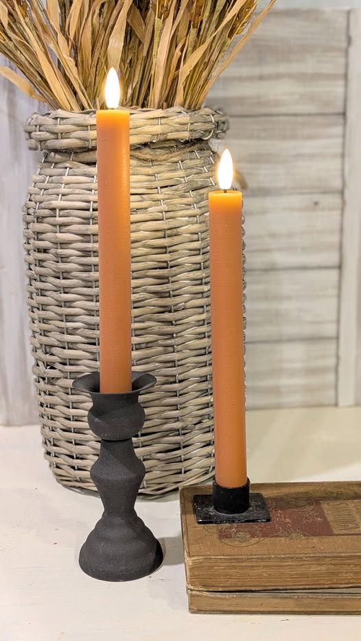Caramel LED Taper Candle Set/2