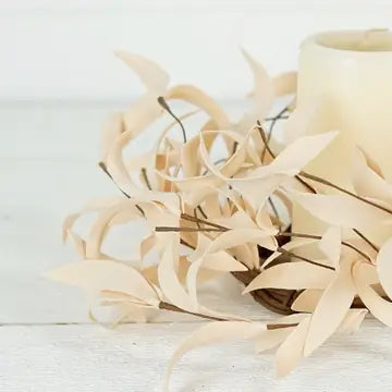 Ivory Herb Leaves Candle Ring