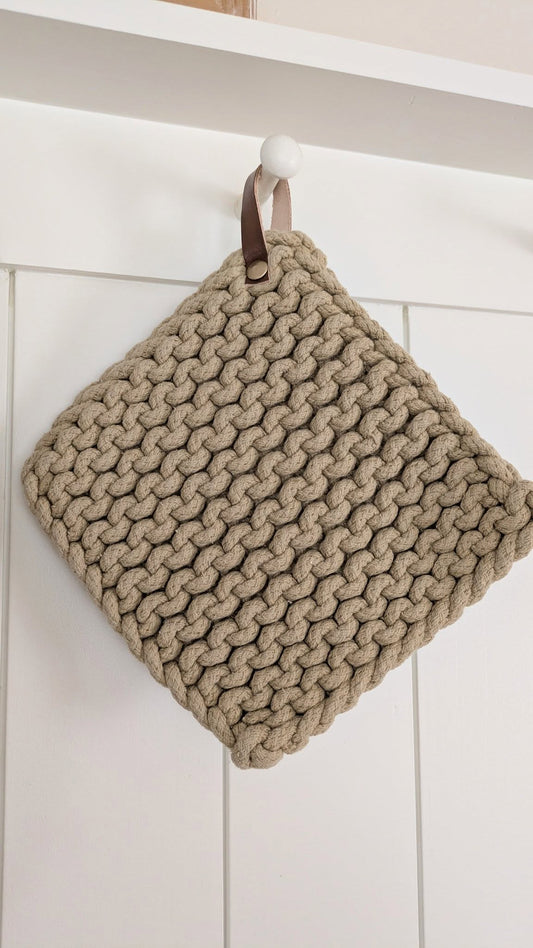 Beige Chunky Knit Potholder