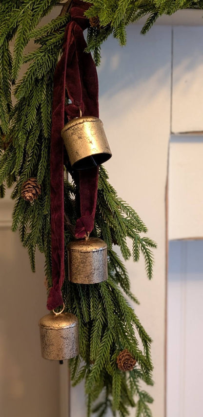 Burgandy Velvet With Bronze Bell Cluster