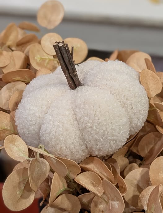 Cream Boucle + Twig Pumpkin