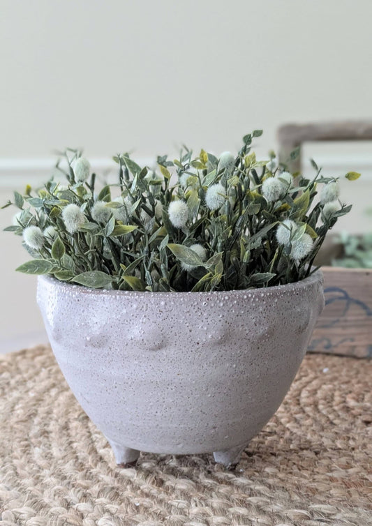 Gray Clay Footed Bowl