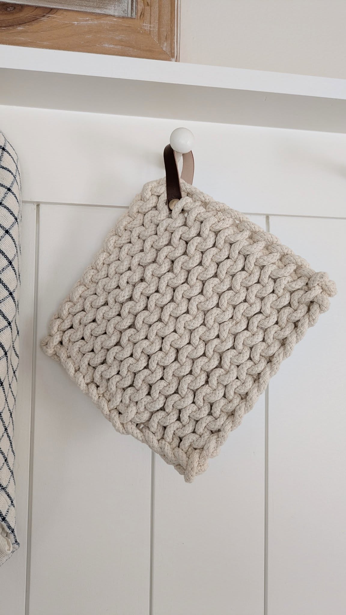 Ivory Chunky Knit Potholder