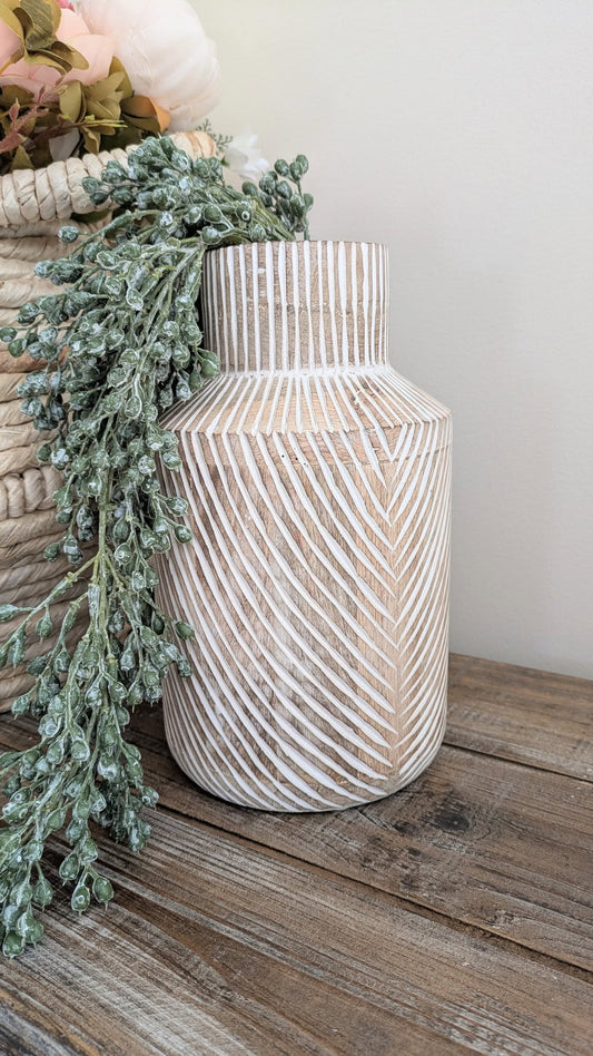 Natural Carved Wood Vase