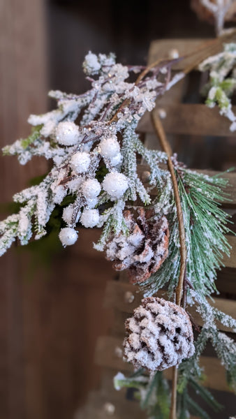 Flocked Berry Pine Garland, 4'