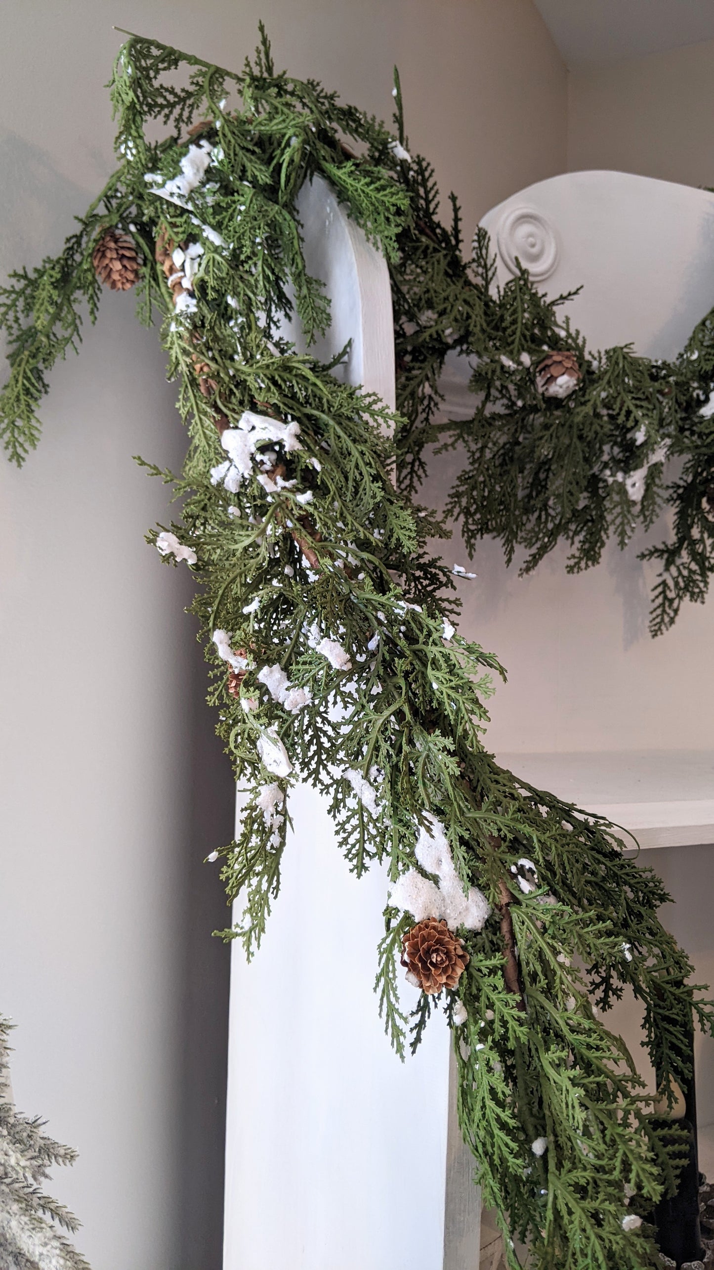 Snowy Cedar Garland, 5'