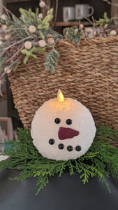 Round Snowman Moving Flame Candle