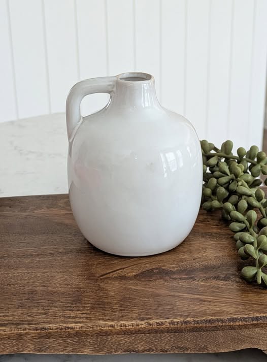 White Ceramic Handle Vase