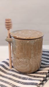 stoneware honey pot