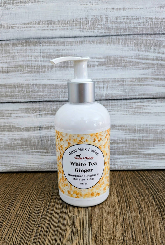 white tea ginger goat milk lotion 
fresh & fancy farm