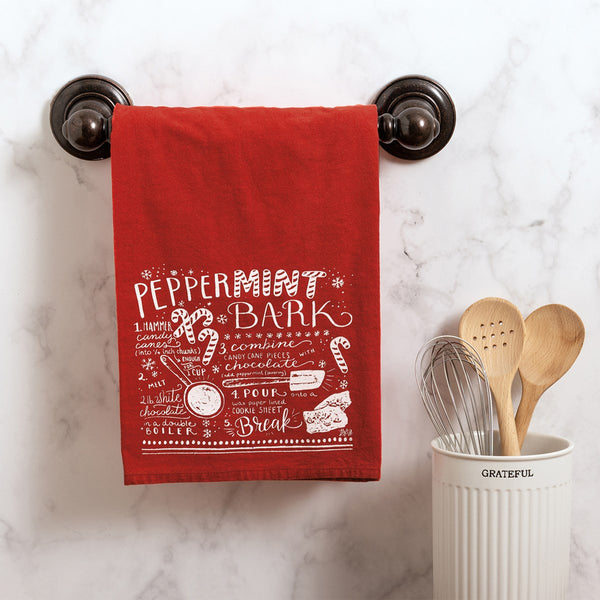 Peppermint Bark Recipe Tea Kitchen Towel