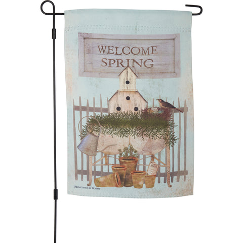 welcome spring outdoor flag
