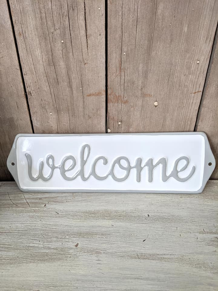 Welcome Enamel Sign