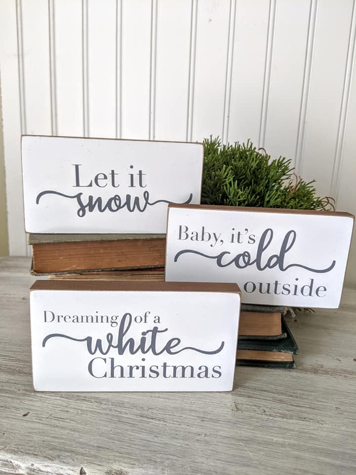 White Christmas Wooden Block Set/3