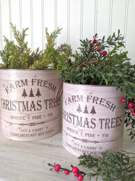Farm Fresh Christmas Tree Buckets Set/2