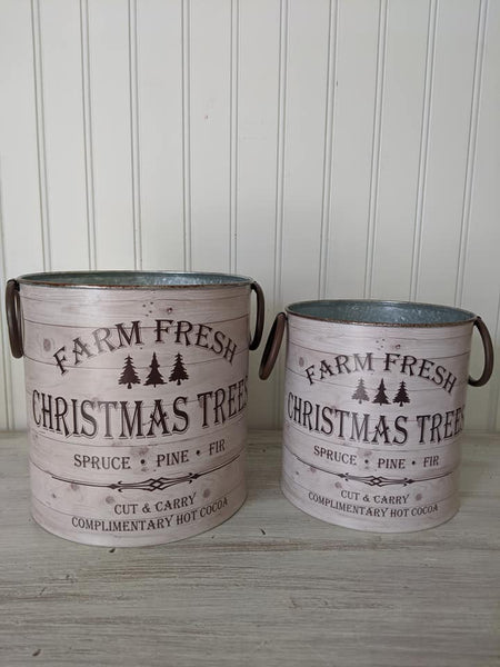 Farm Fresh Christmas Tree Buckets Set/2
