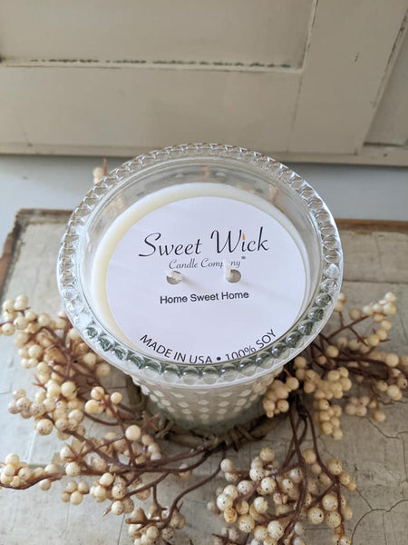 Sweet Wick Soy Candle/Clear Hobnail Jar