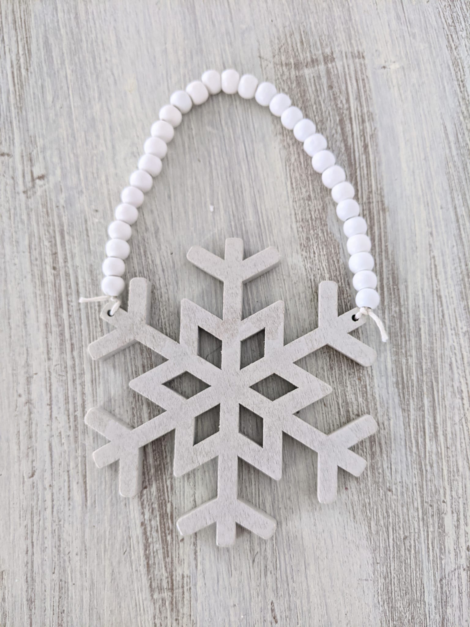 white beaded snowflake ornament