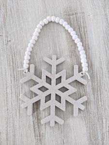 white beaded snowflake ornament