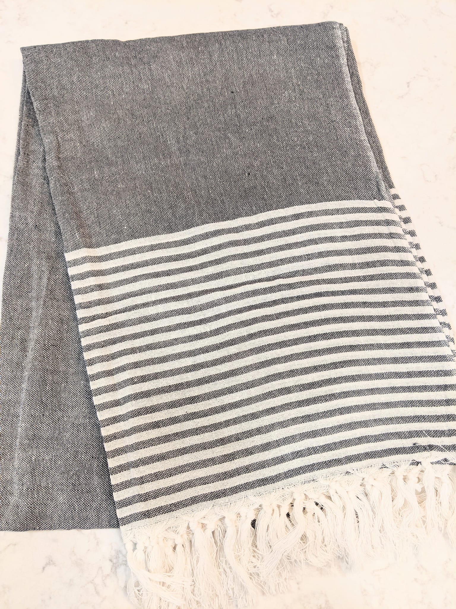 Charcoal Throw With Stripe
