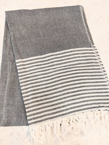 Charcoal Throw With Stripe