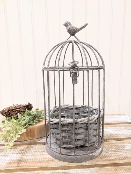 Metal Birdcage with Basket Planter