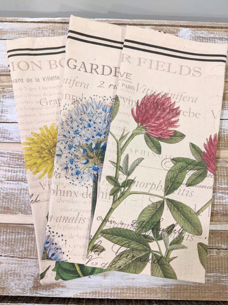 Spring Wild Flowers Tea Towels Set/3